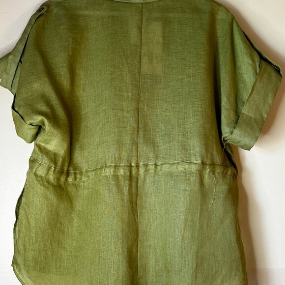 Brilliant Green, Zara Linen Blouse size small - Picture 7 of 7